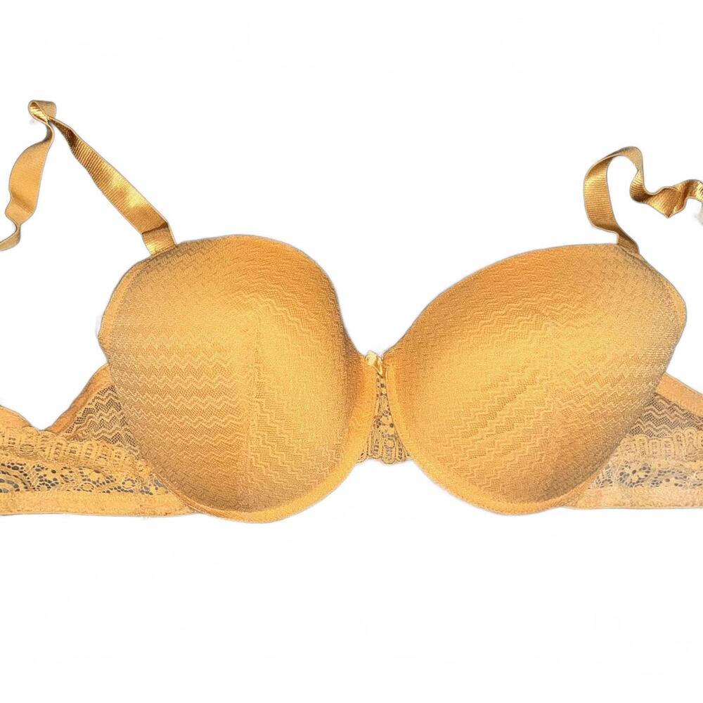 42D Yellow Lace Push-up Bra underwire